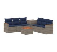 vidaXL Set di divani 8 pz Grigio e Blu Navy Rattan sintetico e Acciaio