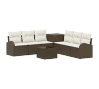 vidaXL Set di divani 8 pz Marrone e Bianco Crema