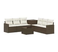 vidaXL Set di divani 8 pz Marrone e Bianco Crema