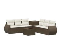 vidaXL Set di divani 8 pz Marrone e Bianco Crema