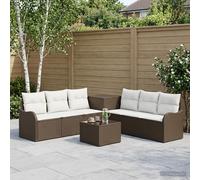vidaXL Set di divani 8 pz Marrone e Bianco Crema