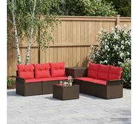 vidaXL Set di divani 8 pz Marrone e Rosso Rattan sintetico e Acciaio