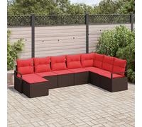 vidaXL Set di divani 8 pz Marrone e Rosso polyrattan