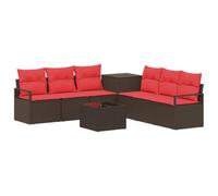 vidaXL Set di divani 8 pz Marrone e Rosso Rattan sintetico e Acciaio