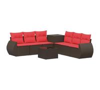 vidaXL Set di divani 8 pz Marrone e Rosso Rattan sintetico e Acciaio