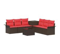 vidaXL Set di divani 8 pz Marrone e Rosso Rattan sintetico e Acciaio