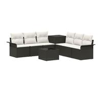 vidaXL Set di divani 8 pz Nero e Bianco Crema