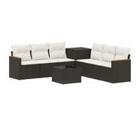 vidaXL Set di divani 8 pz Nero e Bianco Crema