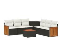 vidaXL Set di divani 8 pz Nero e Bianco Crema