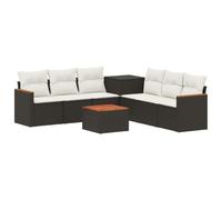 vidaXL Set di divani 8 pz Nero e Bianco Crema