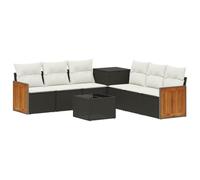 vidaXL Set di divani 8 pz Nero e Bianco Crema
