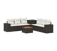 vidaXL Set di divani 8 pz Nero e Bianco Crema