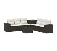 vidaXL Set di divani 8 pz Nero e Bianco Crema