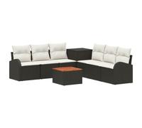 vidaXL Set di divani 8 pz Nero e Bianco Crema