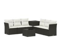 vidaXL Set di divani 8 pz Nero e Bianco Crema