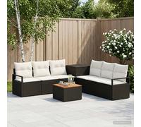 vidaXL Set di divani 8 pz Nero e Bianco Crema 55 x 55 x 37 cm