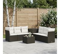vidaXL Set di divani 8 pz Nero e Bianco Crema 55 x 55 x 37 cm
