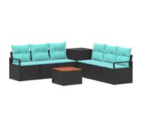 vidaXL Set di divani 8 pz Nero e Blu Rattan sintetico e Acciaio