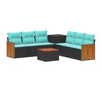 vidaXL Set di divani 8 pz Nero e Blu Rattan sintetico e Acciaio