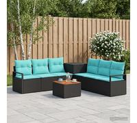vidaXL Set di divani 8 pz Nero e Blu Rattan sintetico e Acciaio