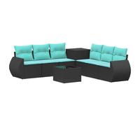 vidaXL Set di divani 8 pz Nero e Blu Rattan sintetico e Acciaio