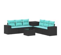 vidaXL Set di divani 8 pz Nero e Blu Rattan sintetico e Acciaio