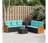 vidaXL Set di divani 8 pz Nero e Blu Rattan sintetico e Acciaio