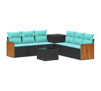 vidaXL Set di divani 8 pz Nero e Blu Rattan sintetico e Acciaio