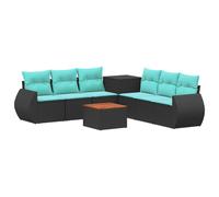 vidaXL Set di divani 8 pz Nero e Blu Rattan sintetico e Acciaio