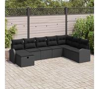 vidaXL Set di divani 8 pz Nero polyrattan