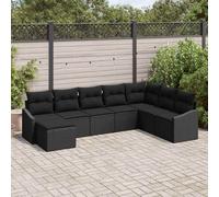 vidaXL Set di divani 8 pz Nero polyrattan