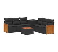 vidaXL Set di divani 8 pz Nero Rattan sintetico e Acciaio