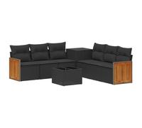 vidaXL Set di divani 8 pz Nero Rattan sintetico e Acciaio