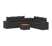 vidaXL Set di divani 8 pz Nero Rattan sintetico e Acciaio