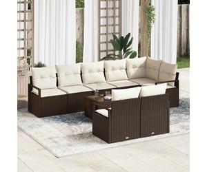 vidaXL Set di divani 9 pcs Marrone polyrattan