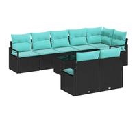 vidaXL Set di divani 9 pcs Nero polyrattan, Divano modulare per giardino e terrazza, lounge patio rettangolare, leggero e resistente ai raggi UV