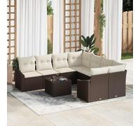 vidaXL Set di divani 9 pz Marrone e Crema 233,5 x 234 x 85 cm