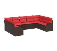 vidaXL Set di divani 9 pz Marrone polyrattan | Ottimo per ogni spazio esterno, Morbidi e accoglienti per rilassarsi, Materiali resistenti per stare all'aperto