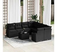 vidaXL Set di divani 9 pz Nero 233,5 x 234 x 85 cm polyrattan
