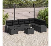 vidaXL Set di divani 9 pz Nero polyrattan