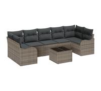 vidaXL Set da Giardino 8 Pezzi con Cuscini Grigi in polyrattan, Divano da Giardino 2 posti con Cuscini Grigi in polyrattan