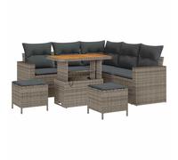 vidaXL Set di divani angolari 8 Pezzi con Cuscini Grigio polyrattan per Esterni, Resistenti ai Raggi UV e Impermeabili, Design Moderno per configurazioni su Patio, Balcone, loveseat sezionale.