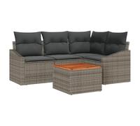 vidaXL Set Divano Angolare da Giardino 5 Pezzi Grigio Polirattan con Cuscini Scuri per Rilassamento All'aperto E Mobili Eleganti da Patio