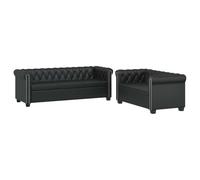 vidaXL Divani Chesterfield a 2 Posti e a 3 Posti in Similpelle Nero