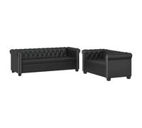 vidaXL Divani Chesterfield a 2 Posti e a 3 Posti in Similpelle Nero