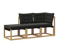 vidaXL Set di divani componibili con cuscino 3 pezzi, bianco, mobili da balcone, stile moderno all'aperto, resistente, legno di acacia, ideale per rilassarsi in giardino
