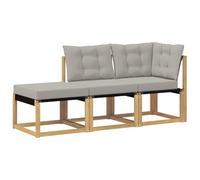 vidaXL Set di divani componibili con cuscino 3 pezzi, bianco, mobili da balcone, stile moderno all'aperto, resistente, legno di acacia, ideale per rilassarsi in giardino