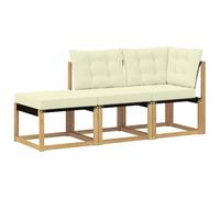 vidaXL Set di divani componibili con cuscino 3 pezzi, bianco, mobili da balcone, stile moderno all'aperto, resistente, legno di acacia, ideale per rilassarsi in giardino