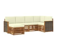 vidaXL Set di divani componibili con cuscino 5 pezzi naturale e crema, divano moderno per esterni, mobili sezionali resistenti, comfort nel tuo patio e terrazza