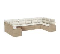 vidaXL Set di divani con Cuscino 10 PCS Beige Polyrattan, Divano Moderno per Esterni, Set Lounge modulare in Rattan, Resistente ai Raggi UV, per Relax in Giardino